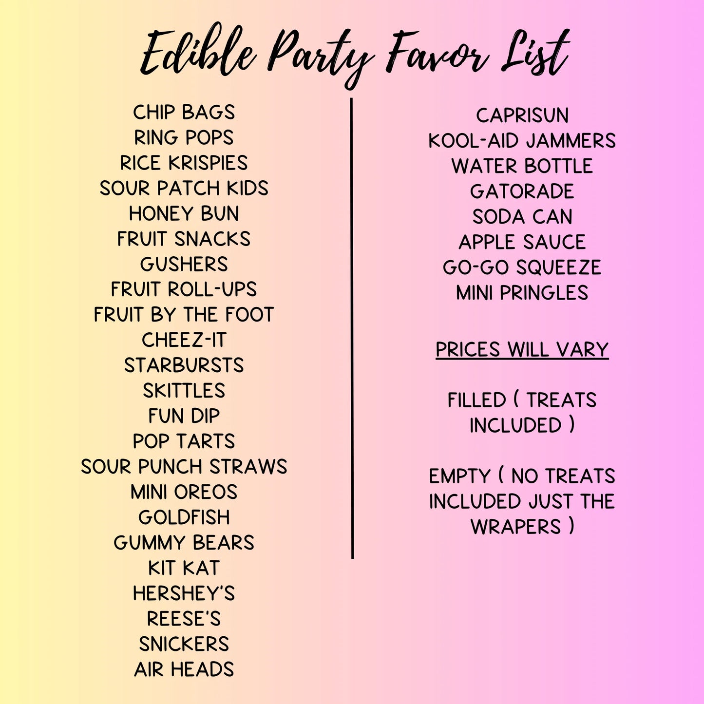 Edible Party Favors